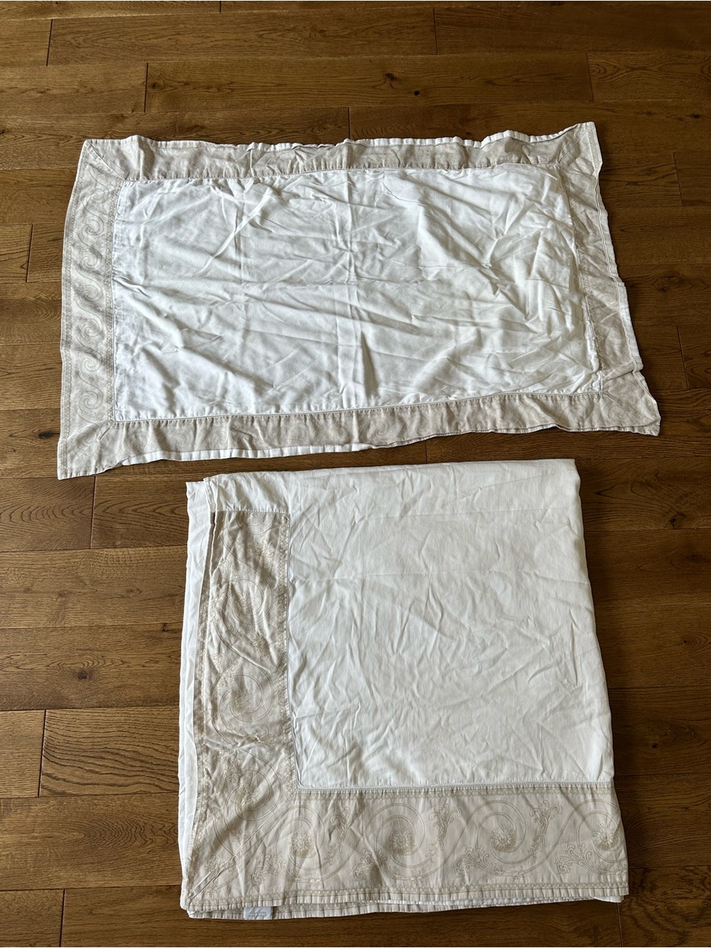 Palais Royal Yves Delorme Paris King Pillow Case w/ King Flat Sheet 100% Cotton